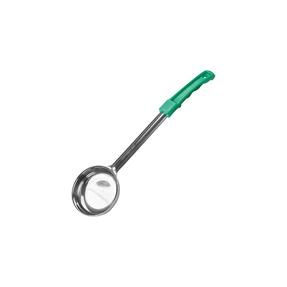 Половник 115 мл нерж. плоское дно (зеленая пластик. ручка) FPS4