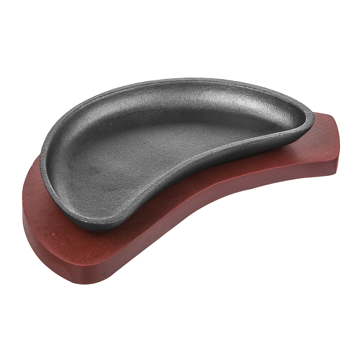 Сковорода-полумесяц б/ручек; чугун,дерево 12716