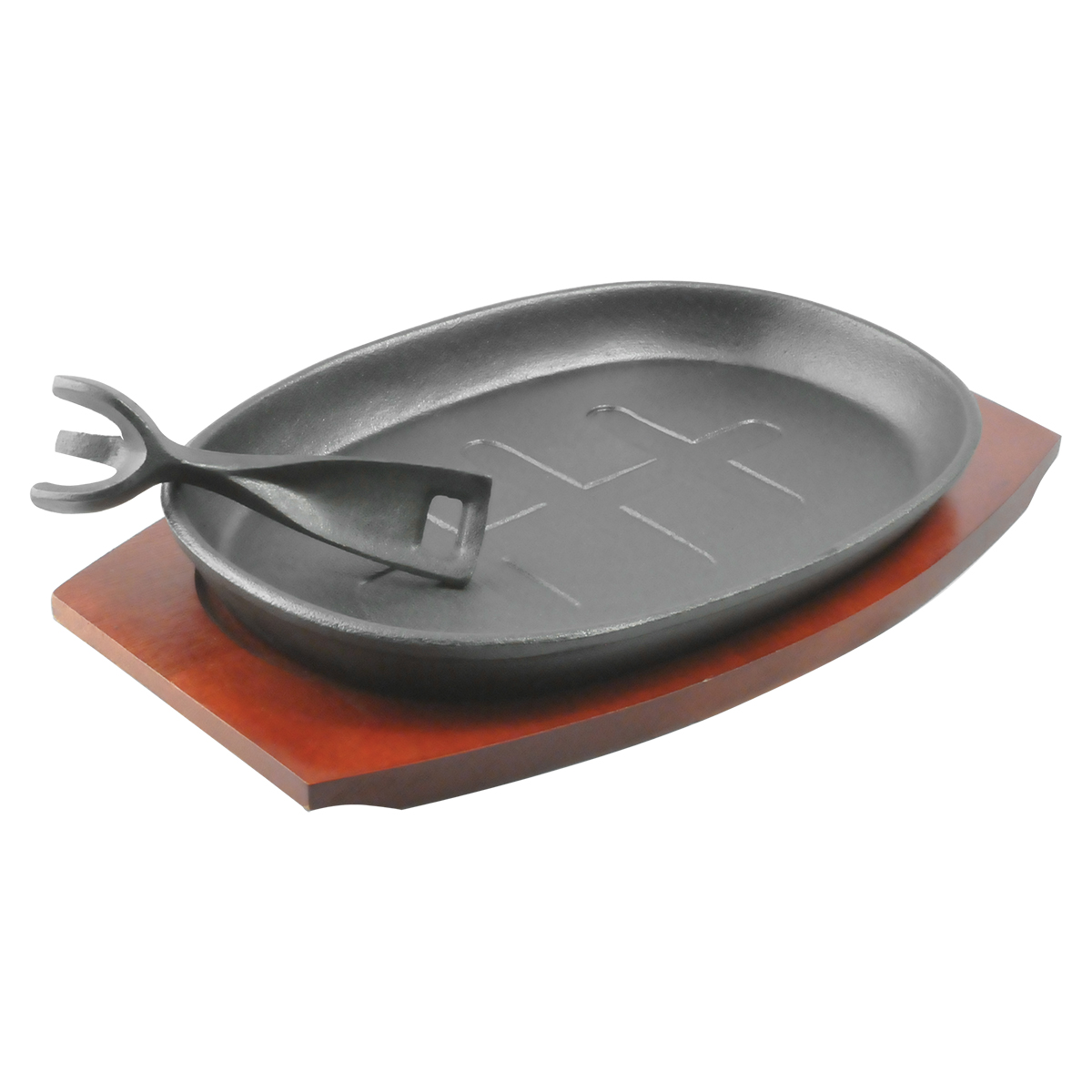 Сковорода д/фахитос на подставке; чугун,дерево; H=45,L=320/275,B=190мм; черный,древесн. HE917