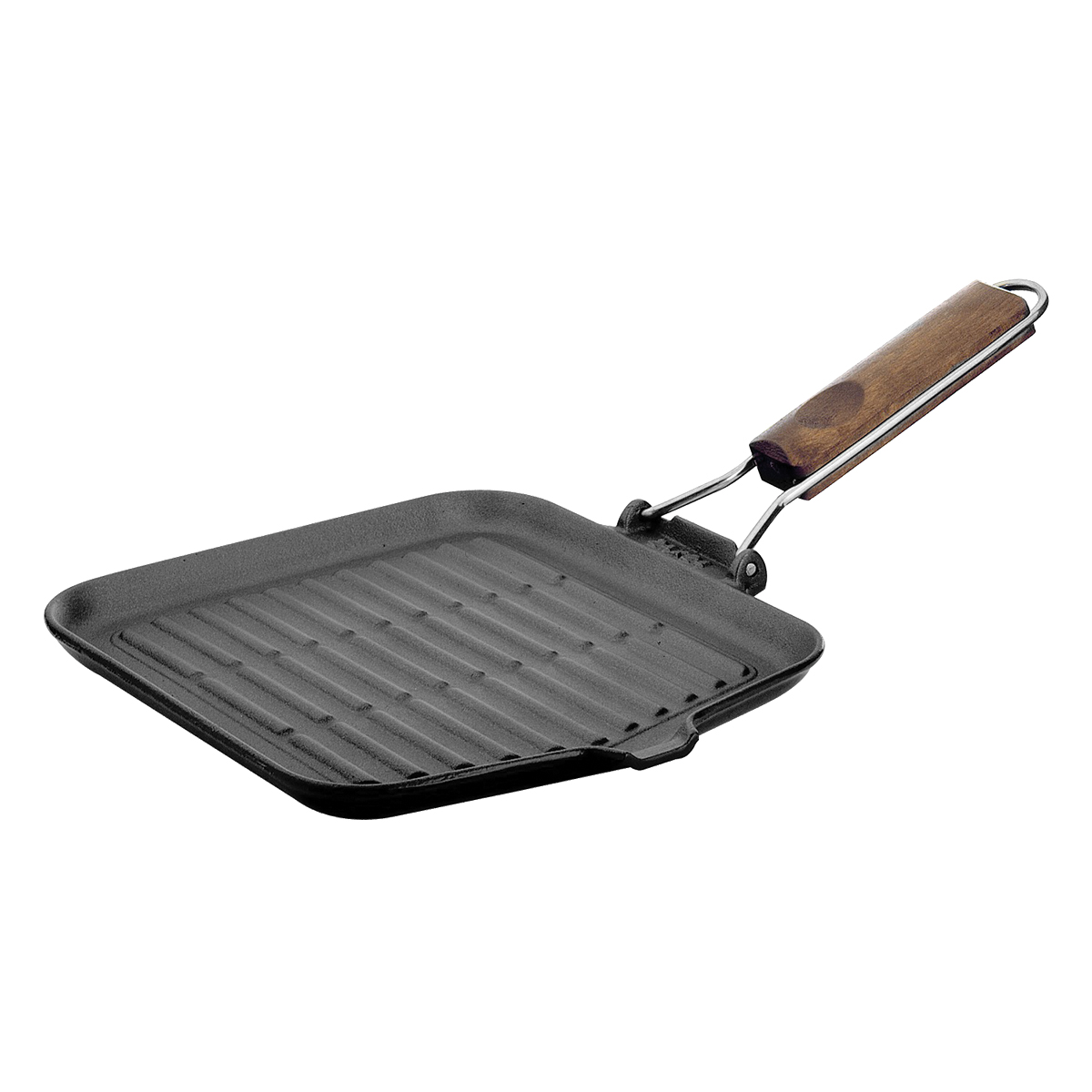 Сковорода-гриль с ручкой; чугун,тефлон; H=1.5,L=24/19,B=24см; серый,коричнев. 03000240GBS