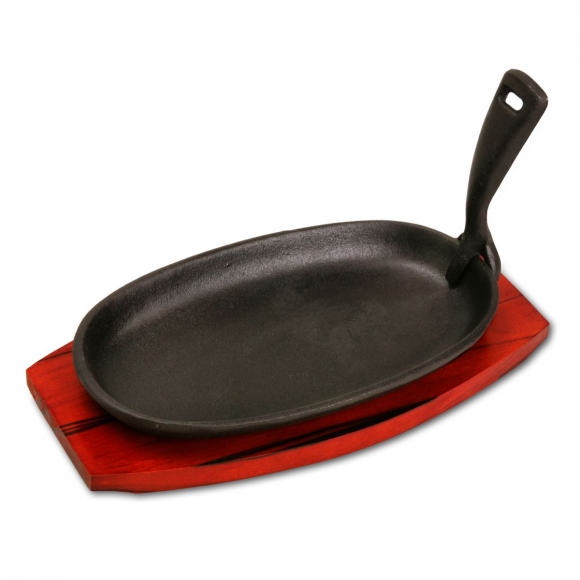 Сковорода чугунная на дер. подставке OPI231302