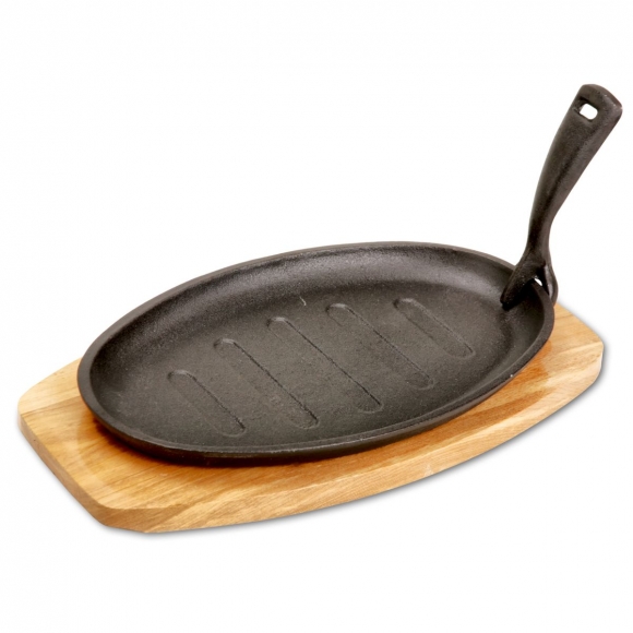 Сковорода чугунная на дер. подставке OGI271802