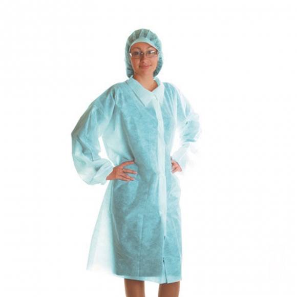 Халат нетканый, р.L (52-54) голубой 5шт/упак 16696