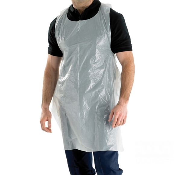 Фартук одноразовый ПВД 30мкм, белый 50шт/упак 30086