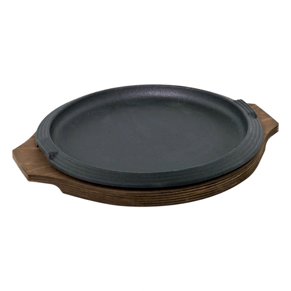 Сковорода д/фахитос с подставкой; чугун,дерево; D=200,H=30,L=225мм; черный,коричнев. 04800200GCV