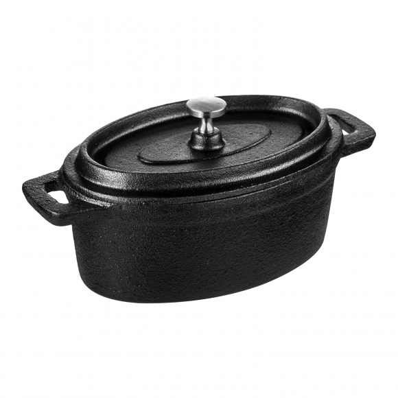 Форма д/запек.с крышкой; чугун; 250мл; L=12.5,B=9.1см; черный 15701-12S