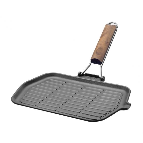 Сковорода-гриль прямоуг.с ручкой; чугун,тефлон; H=1,L=30/19,B=22см; серый,коричнев. 03070210GBS