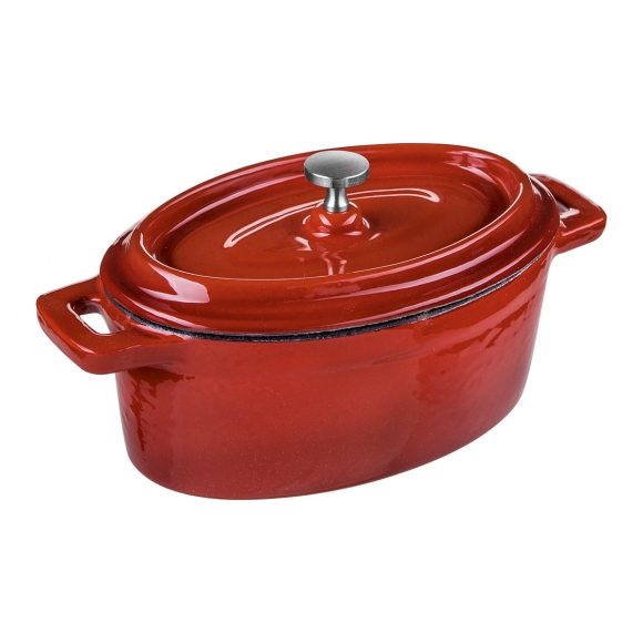 Форма д/запек.с крышкой; чугун; 800мл; H=7,L=18,B=14см; красный 15701-18E