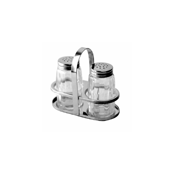 Набор д/специй соль+перец; сталь нерж.,стекло; H=95,L=105,B=55мм; серебрян. BF-2208