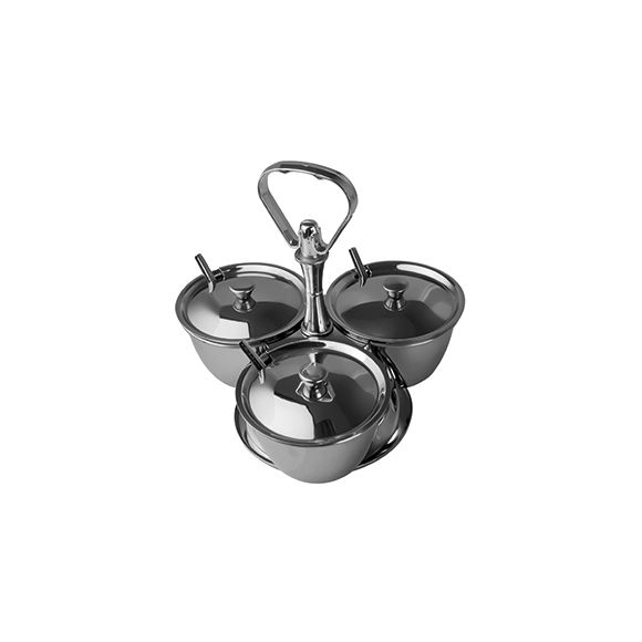 Набор фуршетный д/соусов и специй на 3 чаши с кр.; сталь нерж.; D=10,H=20.5см RD3