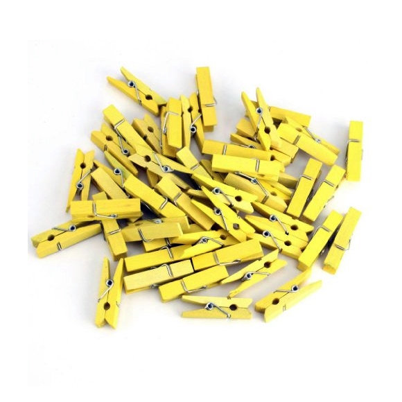 Прищепки-мини д/бокала [500шт]; дерево; L=35мм; желт. 2676Y