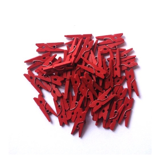 Прищепки-мини д/бокала [500шт]; дерево; L=3см; красный 2677R